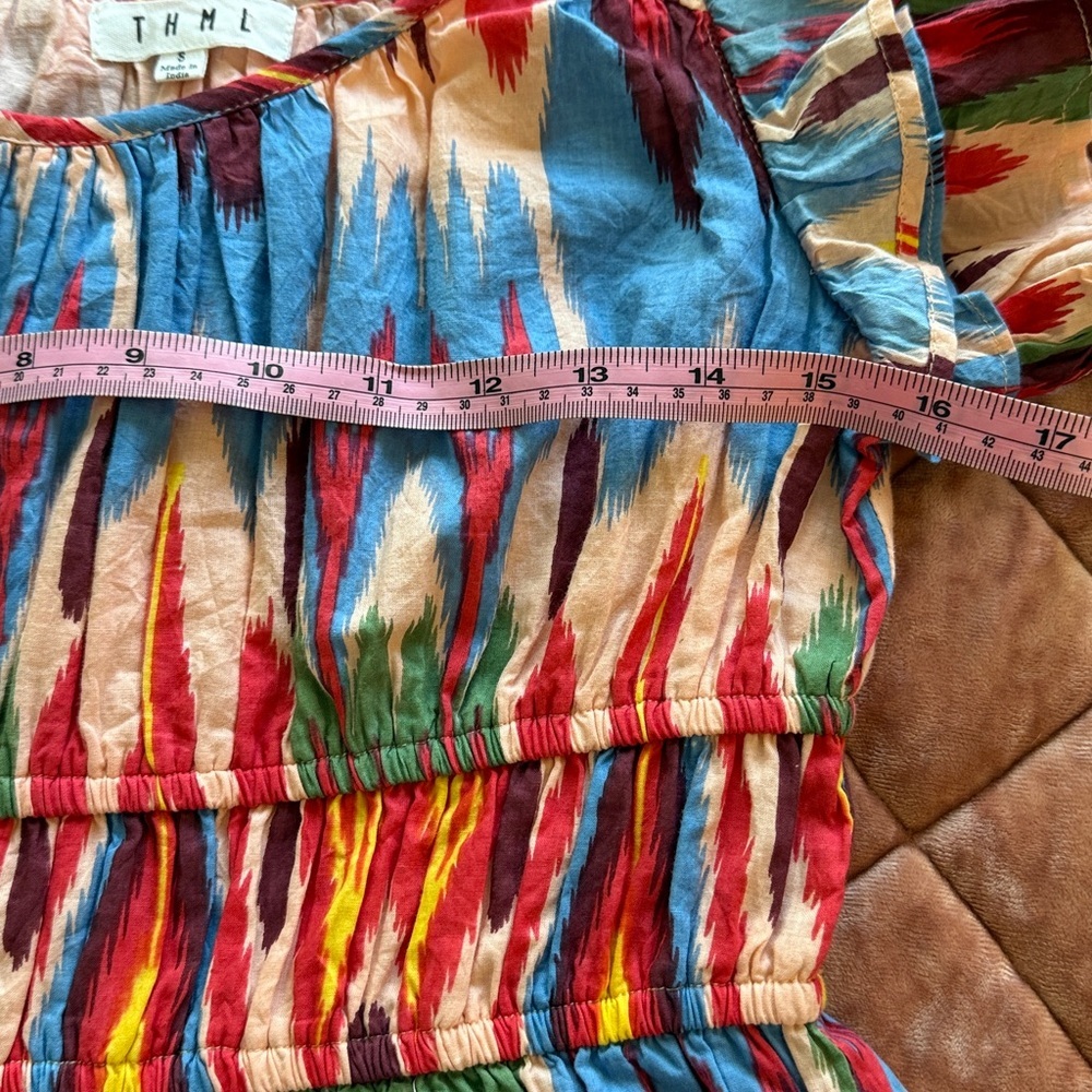 NEW THML flutter sleeve ikat print dress in pink - Picture 7 of 8